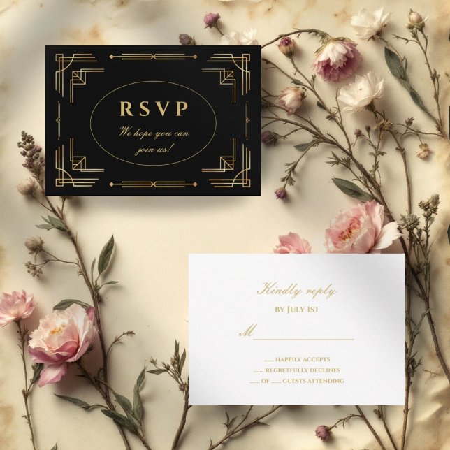 Luxury Modern Art Deco RSVP Card  (Creator Uploaded)