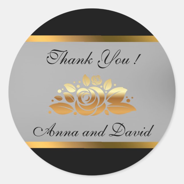 Luxury Modern Black Gold Add Your Text Classic Round Sticker (Front)