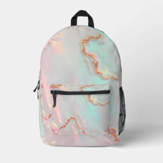 Luxury Modern Blush Pink Soft Mint Gold Collection Printed Backpack