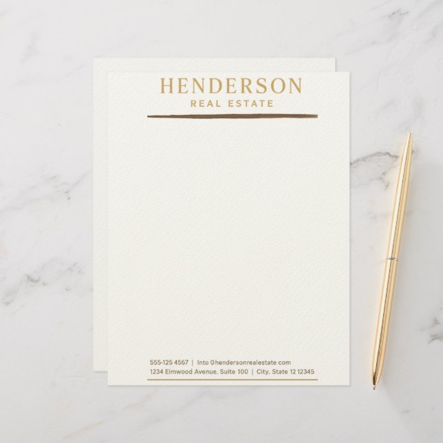 Luxury Modern Chic Gold & Mahogany Design (8.5x11) Custom Letterhead (Front/Back In Situ)