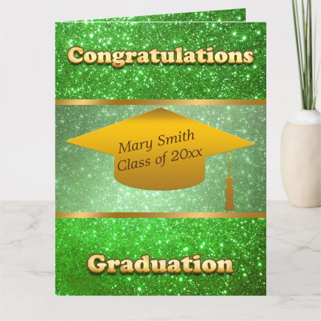 Luxury Modern Customise Green Glitter Card (Front)