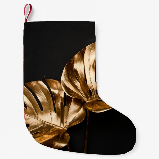 Luxury modern design gold polygon background 3d re small christmas stocking (Front)