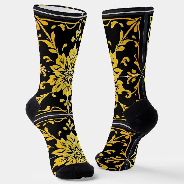 Luxury Modern Elegant Floral Collection Socks (Angled)