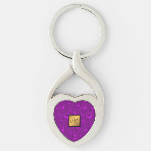 Luxury Modern Elegant Glitter Purple Heart Key Ring