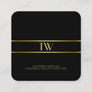 Luxury Modern Elegant Gold Monogrammed Template Square Business Card