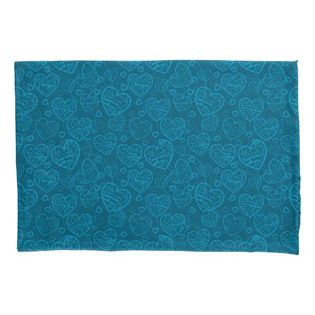 Luxury Modern Elegant Love Blue Heart Pillowcase (Front)