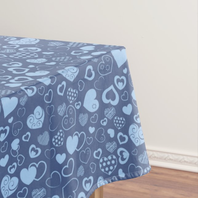 Luxury Modern Elegant Love Blue Heart Tablecloth (In Situ)