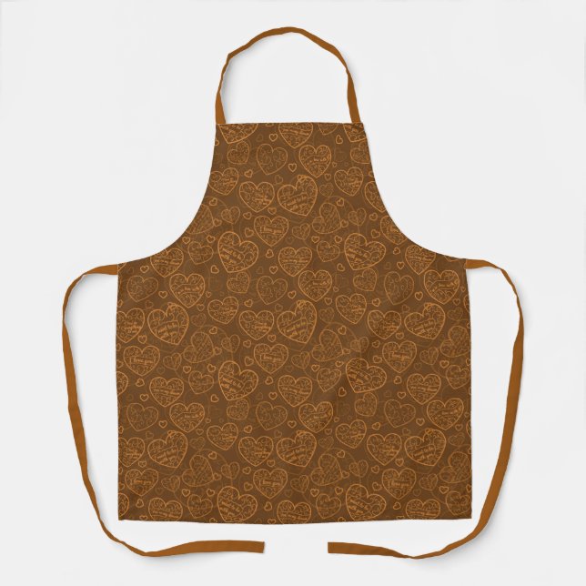 Luxury Modern Elegant Love Gold Heart Apron (Front)