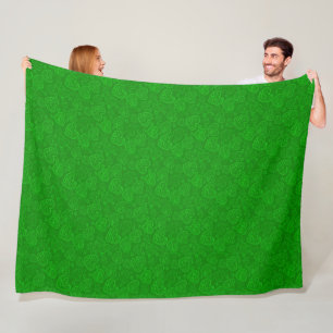 Luxury Modern Elegant Love Green Heart Fleece Blanket