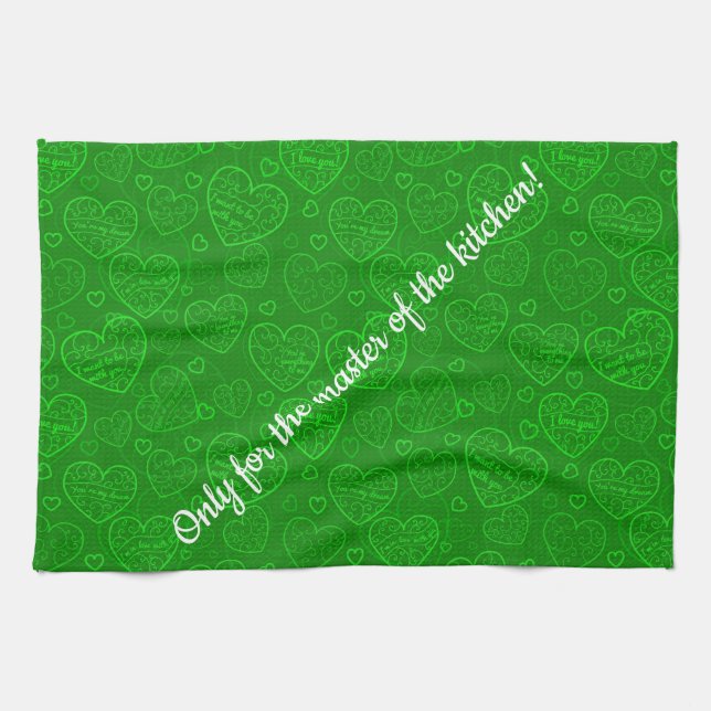 Luxury Modern Elegant Love Green Heart Tea Towel (Horizontal)