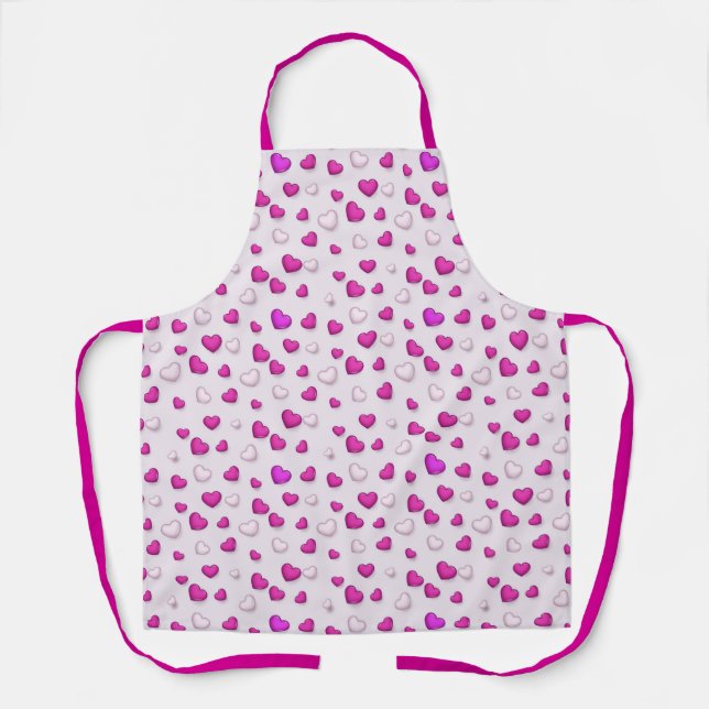 Luxury Modern Elegant Love Pink Heart Apron (Front)