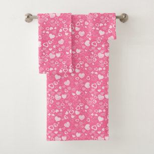 Luxury Modern Elegant Love Pink Heart Bath Towel Set