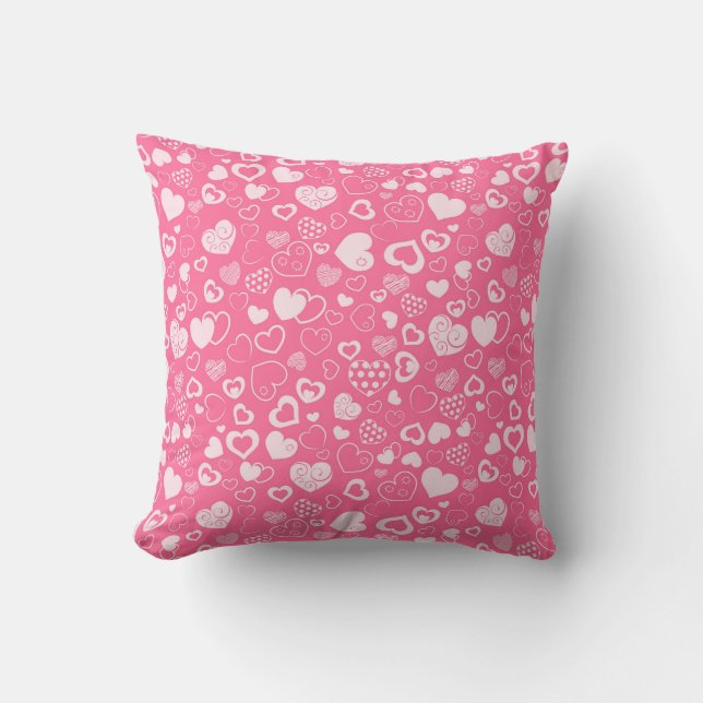 Luxury Modern Elegant Love Pink Heart Cushion (Front)