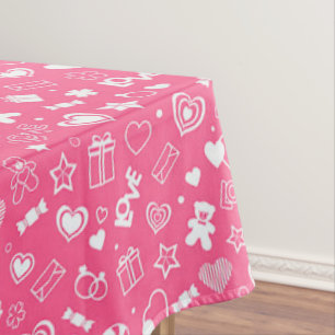 Luxury Modern Elegant Love Pink Heart Tablecloth
