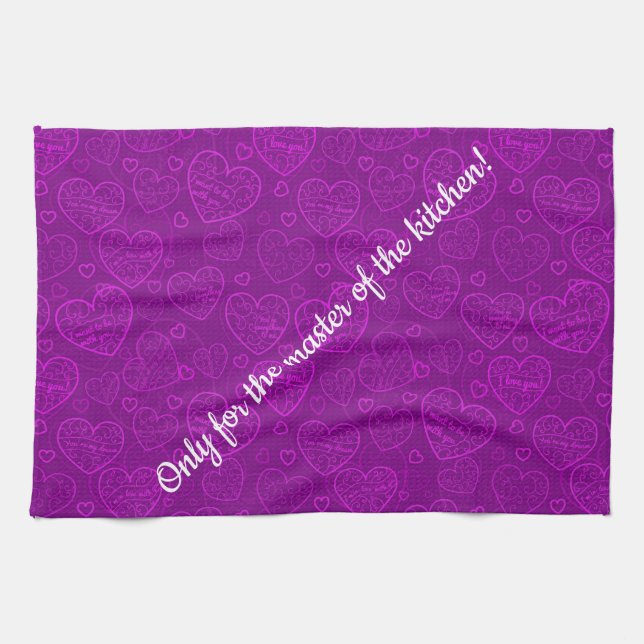 Luxury Modern Elegant Love Purple Heart Tea Towel (Horizontal)