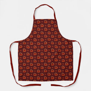 Luxury Modern Elegant Love Red Gold Heart Apron
