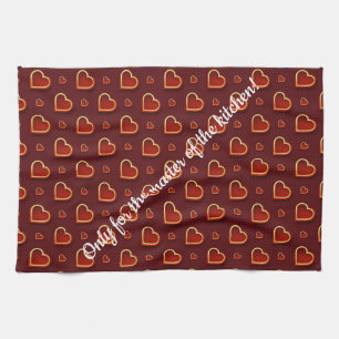 Luxury Modern Elegant Love Red Gold Heart Tea Towel