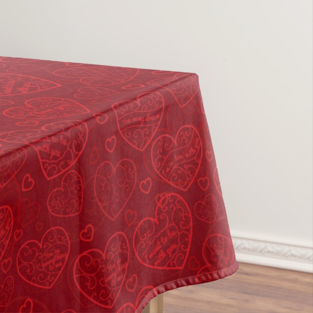Luxury Modern Elegant Love Red Heart Tablecloth (In Situ)