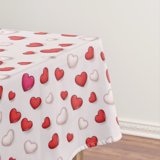 Luxury Modern Elegant Love Red Heart Tablecloth (In Situ)