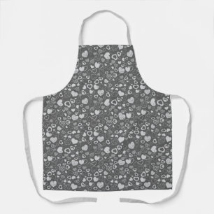 Luxury Modern Elegant Love Silver Heart Apron