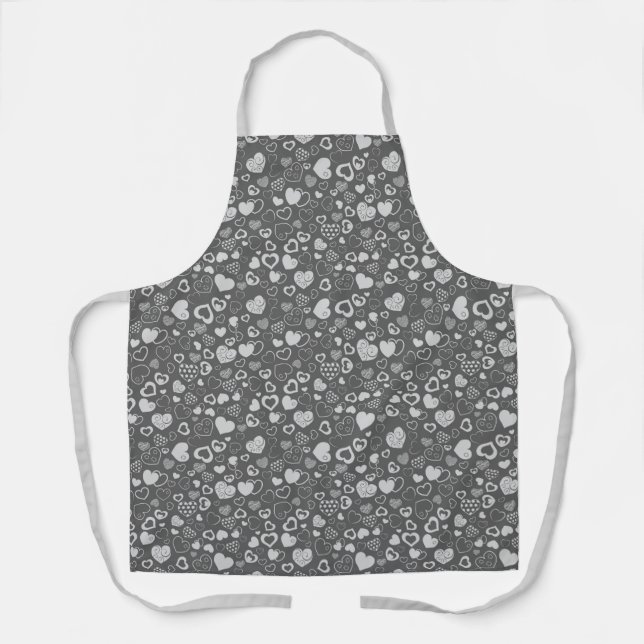 Luxury Modern Elegant Love Silver Heart Apron (Front)