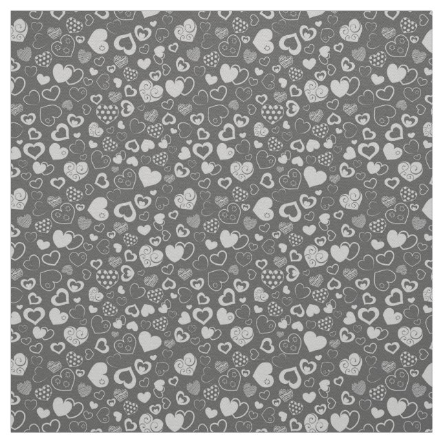 Luxury Modern Elegant Love Silver Heart Fabric (Swatch)