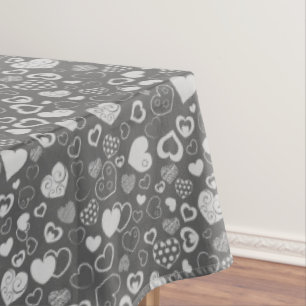 Luxury Modern Elegant Love Silver Heart Tablecloth