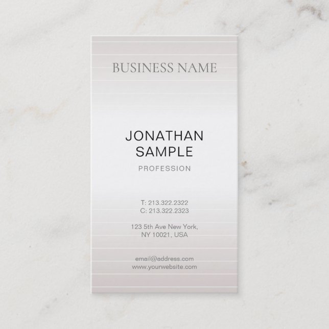 Luxury Modern Elegant Minimalist Plain Faux Silver Business Card (Front)