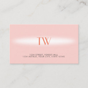 Luxury Modern Elegant Pale Pink Monogrammed Business Card