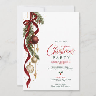 Luxury Modern Evergreen Holiday Christmas Party Invitation