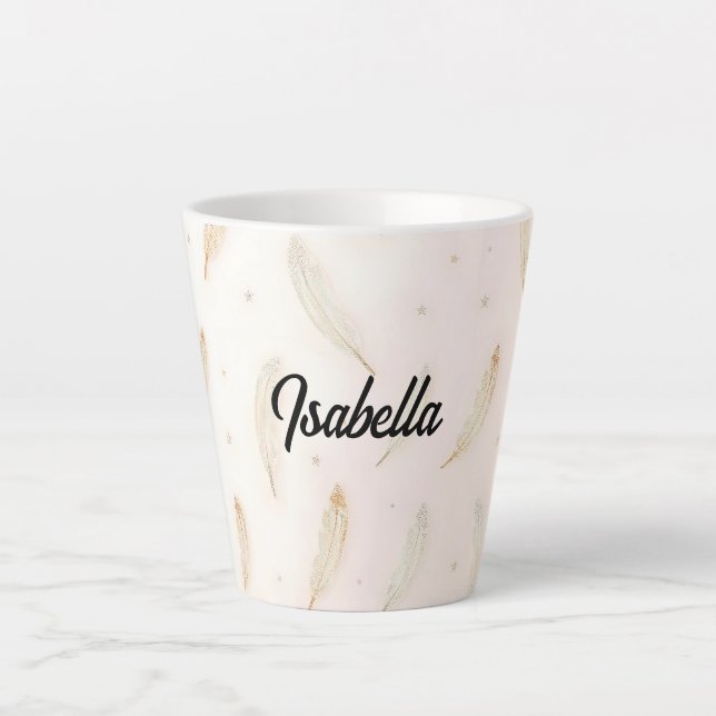 Luxury Modern Feathers Boho Collection Latte Mug (Front)