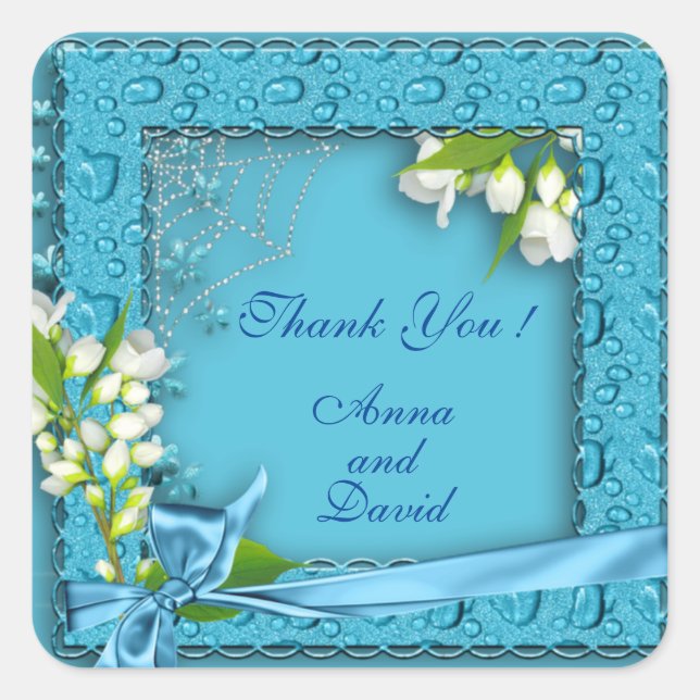 Luxury Modern Floral Add Your Text Square Sticker (Front)