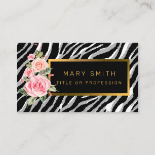 Luxury Modern Floral Tiger Add Your Text Business Card