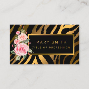 Luxury Modern Floral Tiger Add Your Text Business Card