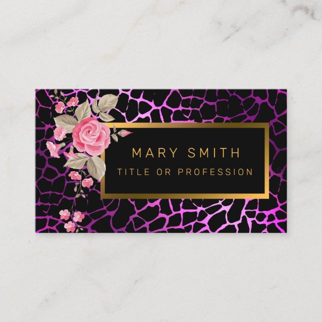 Luxury Modern Floral Tiger Add Your Text Business Card (Front)