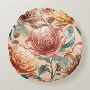 Luxury, Modern, Flowers, Blooming Beauties Round Cushion