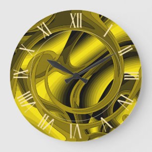 Luxury Modern Gold Abstract Floral Rose Large Clock