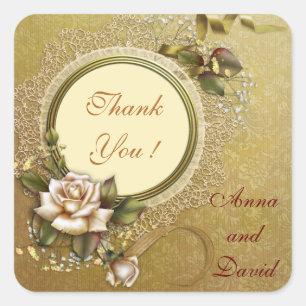 Luxury Modern Gold Add Your Text Square Sticker