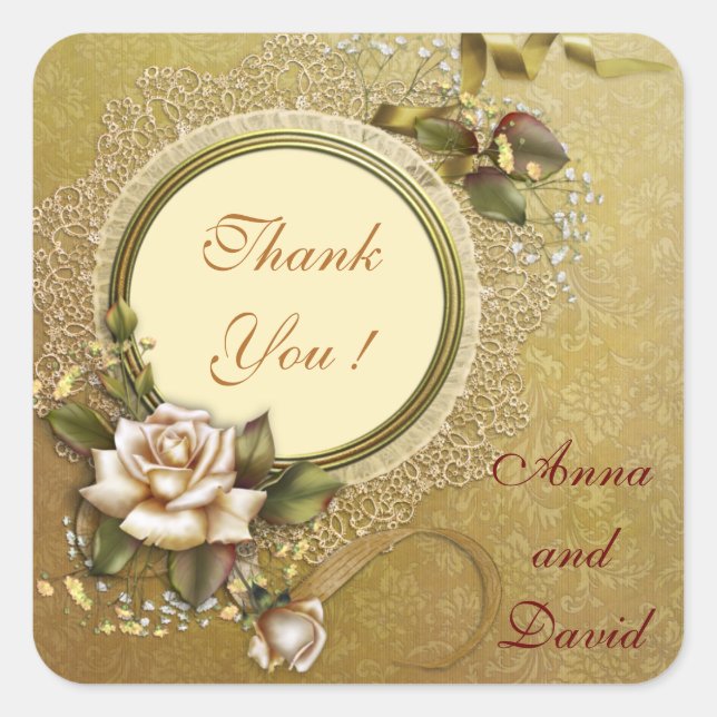 Luxury Modern Gold Add Your Text Square Sticker (Front)