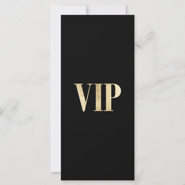 Luxury modern gold and black VIP wedding ticket (Front)
