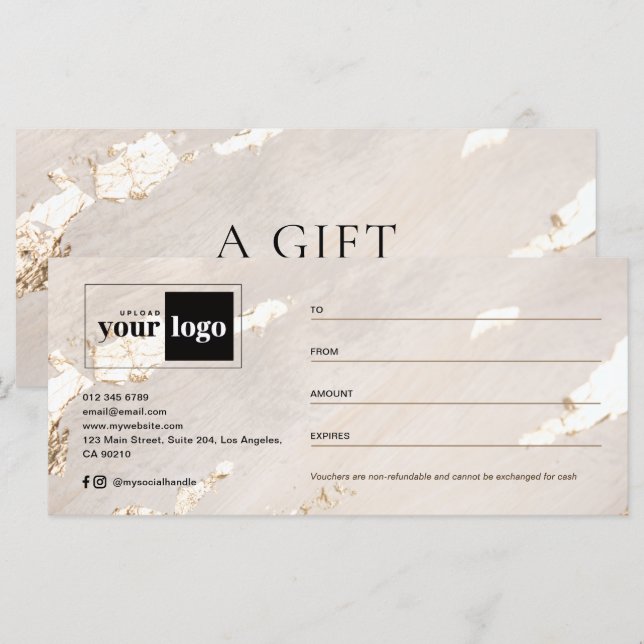 Luxury Modern Gold Foil Gift Certificate/Voucher (Front/Back)
