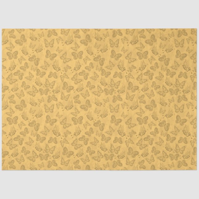 Luxury Modern Gold Natural Floral Butterfly Tissue Paper (Front)