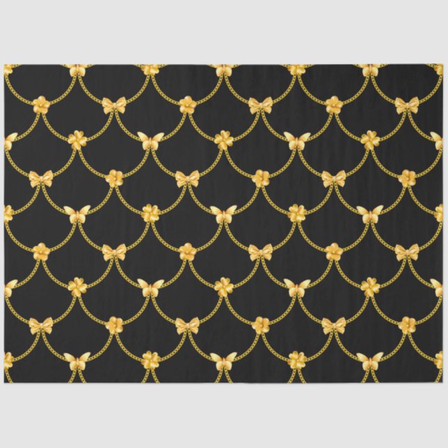 Luxury Modern Gold Natural Floral Butterfly Tissue Paper (Front)
