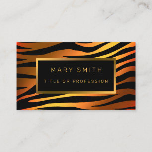 Luxury Modern Gold Orange Tiger Add Your Text Business Card