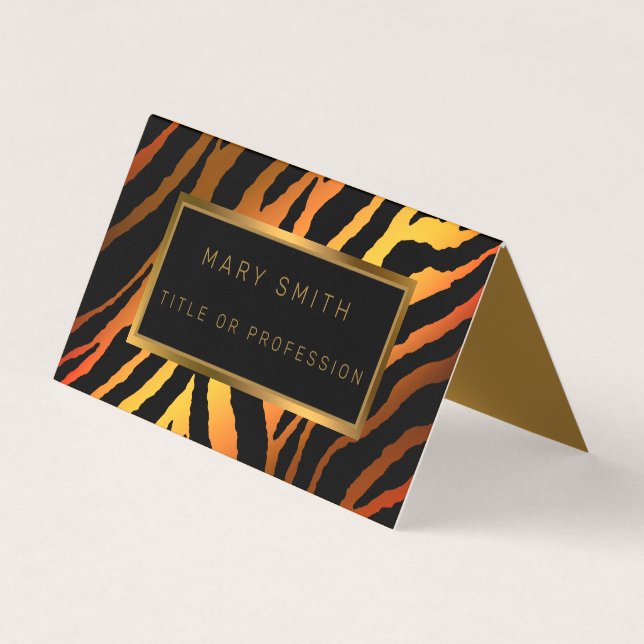 Luxury Modern Gold Orange Tiger Add Your Text Business Card (Front)