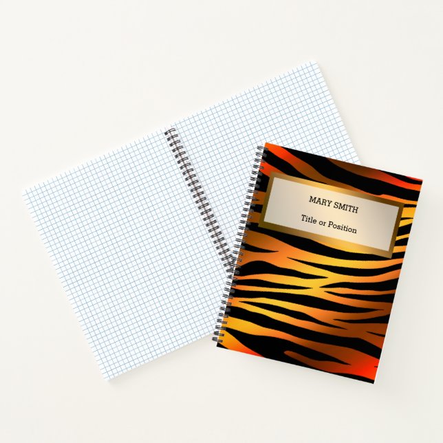 Luxury Modern Gold Orange Tiger Add Your Text Notebook (Inside)