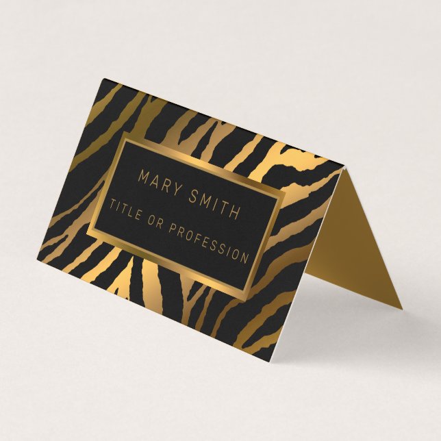 Luxury Modern Gold Tiger Add Your Text Business Card (Front)