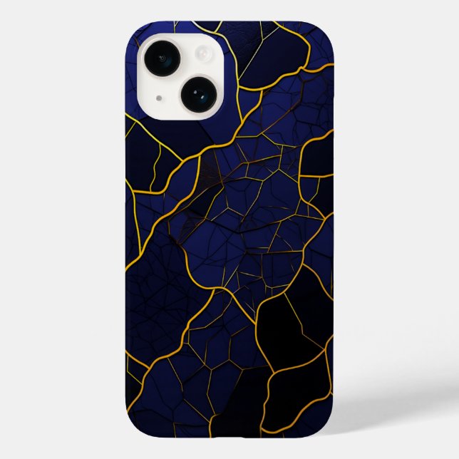 Luxury Modern Golden Navy Texture Pattern Case-Mate iPhone Case (Back)