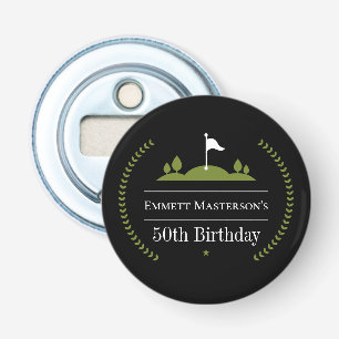 Luxury Modern Golf 50th Birthday Golfer Black Bottle Opener