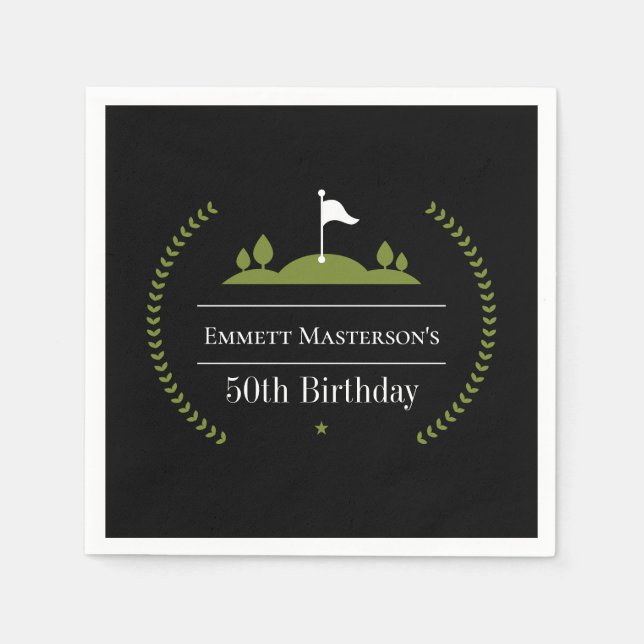 Luxury Modern Golfer 50th Birthday Party Golf Napkin (Front)